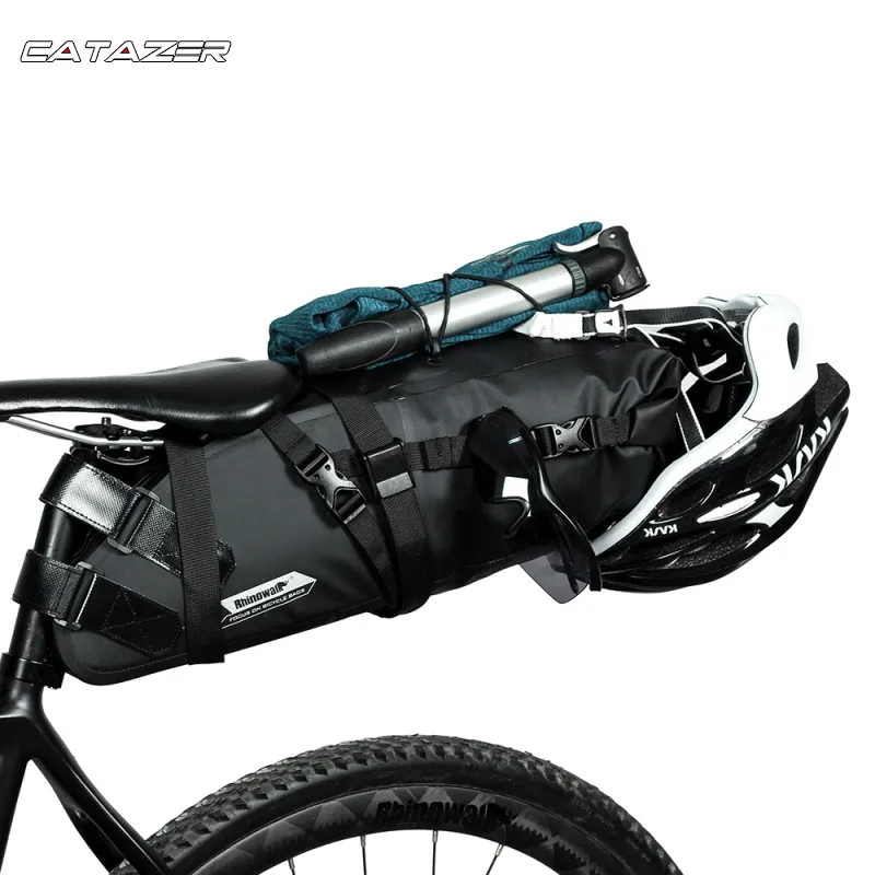 

Велосипедная водонепроницаемая сумка на седло, светоотражающая вместительная Складная задняя Сумка, для горного велосипеда, багажник, чер...