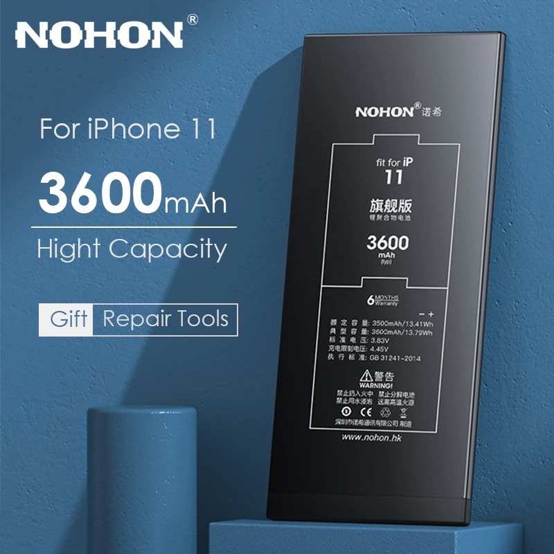 

NOHON Battery For iPhone 11 High Capacity Phone Replacment Batteries for iPhone X XR XS MAX SE SE2 8 7 6 6S Plus Bateria