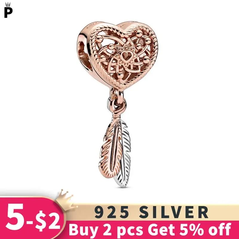 NEW DIY Fashion Beads 925 Sterling Silver Openwork Heart Two Feathers Dreamcatcher Charms Fit Bracelet Jewelry Women Gift
NEW DIY Fashion Beads 925 Sterling Silver Openwork Heart Two Feathers Dreamcatcher Charms Fit Bracelet Jewelry Women Gift
