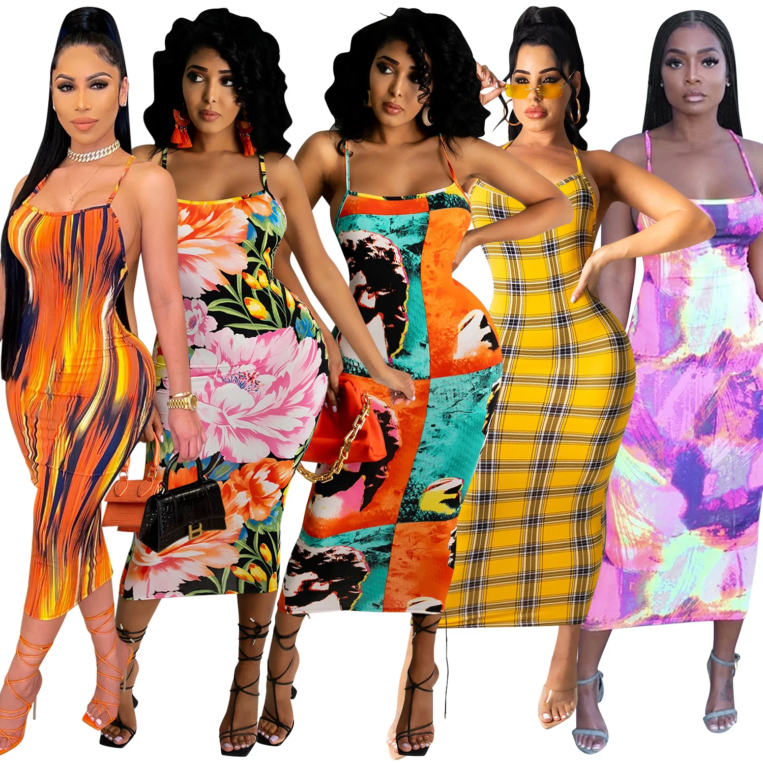 Stripe Grid and Follow Print Sexy Spaghetti Strap Slim Package Hip Maxi Dresses for Women 2021 Summer Clothes Beach-Dress
Stripe Grid and Follow Print Sexy Spaghetti Strap Slim Package Hip Maxi Dresses for Women 2021 Summer Clothes Beach-Dress