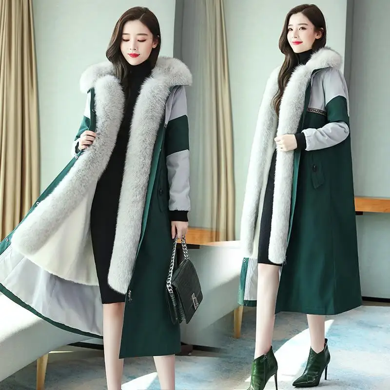 Parker Cotton Jackets Women Winter2022New Windbreaker Fur Coat Mid-Length Hooded Down Jacket Female Plus Velvet Warm Outwear Top
Parker Cotton Jackets Women Winter2022New Windbreaker Fur Coat Mid-Length Hooded Down Jacket Female Plus Velvet Warm Outwear Top
