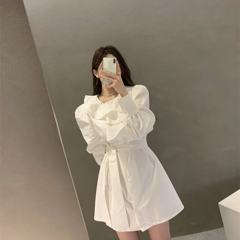 KUSAHIKI Korea Chic Spring Dress Women Ruffle O-neck Puff Sleeve Dresses Lace Up Slim Waist Single Breasted Vestidos Mujer 6F815
KUSAHIKI Korea Chic Spring Dress Women Ruffle O-neck Puff Sleeve Dresses Lace Up Slim Waist Single Breasted Vestidos Mujer 6F815