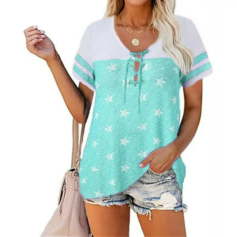 VICABO Shirts Women Summer Casual Woman T-Shirt Ladies Stars Printed Bandage Short Sleeve Women Tops
VICABO Shirts Women Summer Casual Woman T-Shirt Ladies Stars Printed Bandage Short Sleeve Women Tops