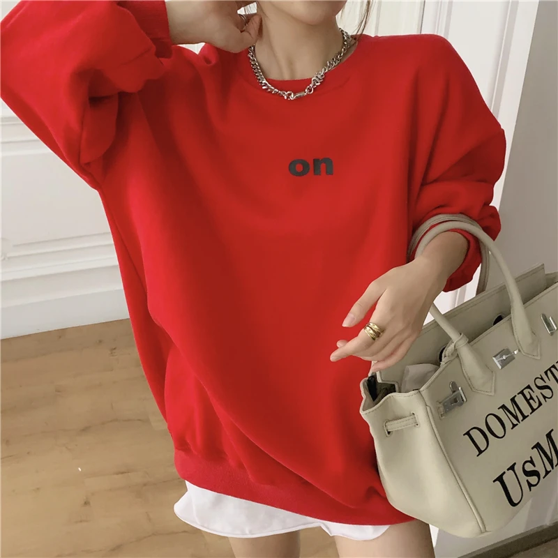Letter Casual Women Sweatshirt Korean Loose Medium Length Long Sleeve Pullover With Fleece Thickened Sweatshirt
Letter Casual Women Sweatshirt Korean Loose Medium Length Long Sleeve Pullover With Fleece Thickened Sweatshirt