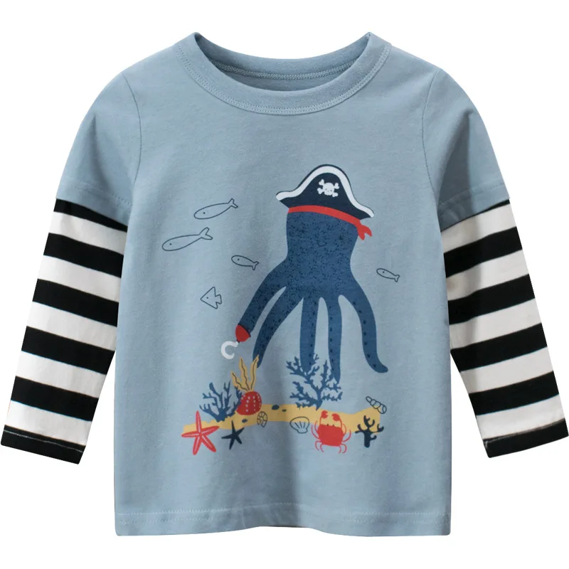 Kids Boy T-shirts Children Cotton Clothing Cartoon Octopus Pattern and Striped Sleeve Tops
Kids Boy T-shirts Children Cotton Clothing Cartoon Octopus Pattern and Striped Sleeve Tops