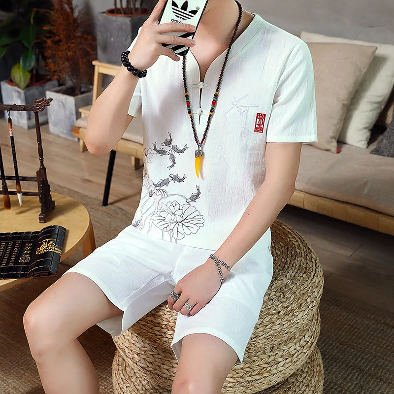 Sets summer Cotton linen short-sleeved men tshirt Shorts Suit Sets Male Chinese style men two-piece set Asia size
Sets summer Cotton linen short-sleeved men tshirt Shorts Suit Sets Male Chinese style men two-piece set Asia size