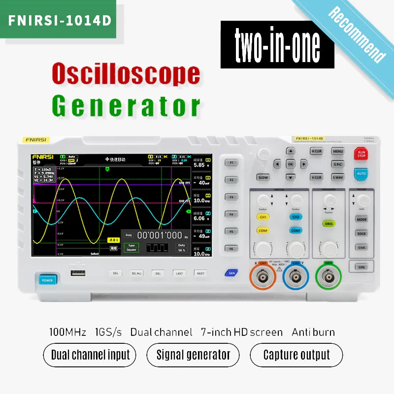 FNIRSI-1014D 100MHz Digital Oscilloscope 2 In 1 Dual Channel Input Signal Generator 100MHz* Ana-log 1GSa/s Sampling Rate | Инструменты