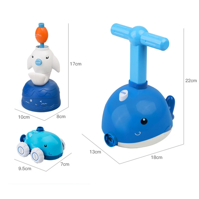 

Cartoon Dolphin Power Balloon Launch Tower Toy Puzzle Fun Education Inertia Air Power Balloon Car Toy for Children Gift