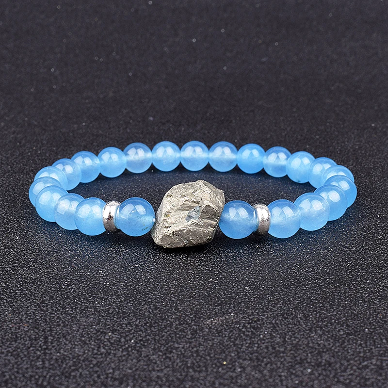 

Fashion Blue Jade Beads Bracelets Nature Energy Chalcopyrite Agates Reiki Couples Bracelet Women Meditation Prayer Jewelry Gifts