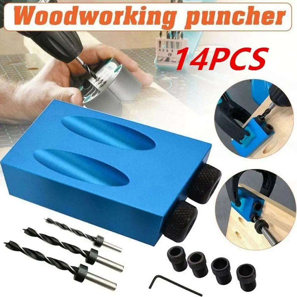 Inclined Hole Locator Blue 15° Pockethole Jig Step Drilling Bit Practical Drill Bit 14pcs Aluminum Woodworking Tool Kit
Inclined Hole Locator Blue 15° Pockethole Jig Step Drilling Bit Practical Drill Bit 14pcs Aluminum Woodworking Tool Kit