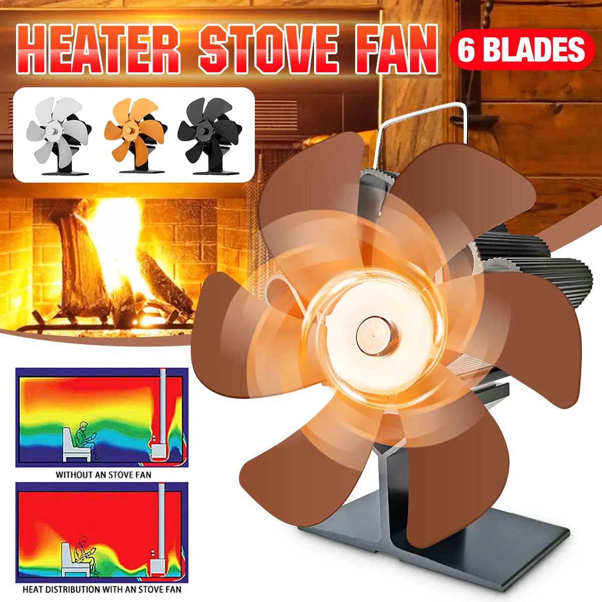 6 Blades Fireplace Heat Powered Stove Fan Log Wood Burner Eco Friendly Quiet Home Fireplace Fan Efficient Heat Distribution
6 Blades Fireplace Heat Powered Stove Fan Log Wood Burner Eco Friendly Quiet Home Fireplace Fan Efficient Heat Distribution