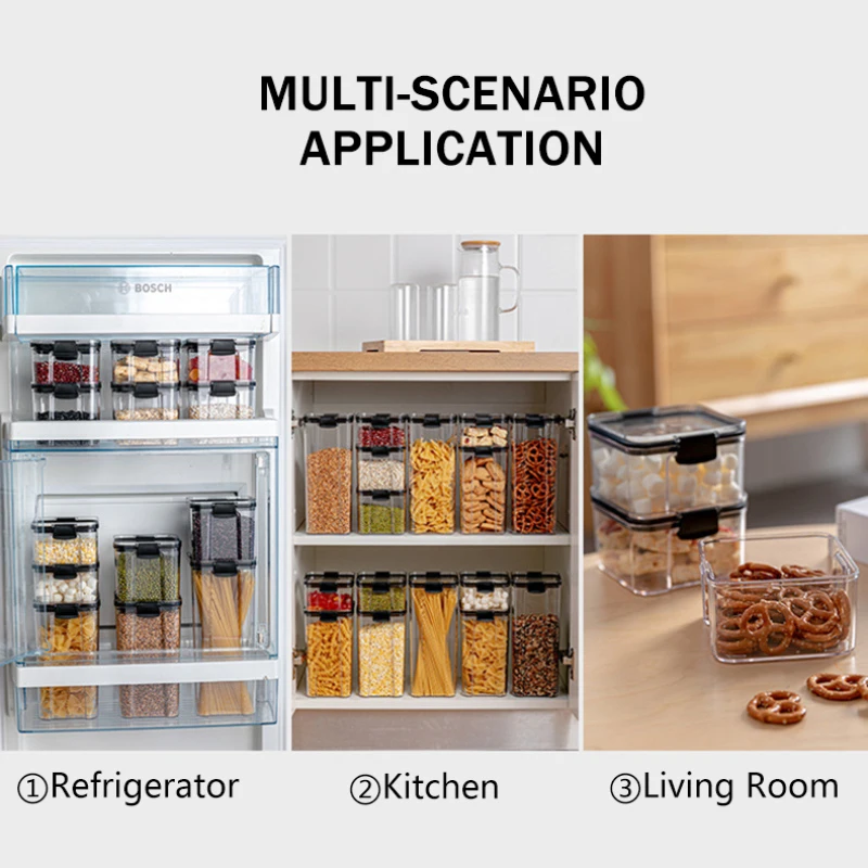 Kitchen Storage Box Airtight Food Storage Container Cabinet Refrigerator Plastic Square Food Sealed Can for Snack Nuts Cereal
Kitchen Storage Box Airtight Food Storage Container Cabinet Refrigerator Plastic Square Food Sealed Can for Snack Nuts Cereal
