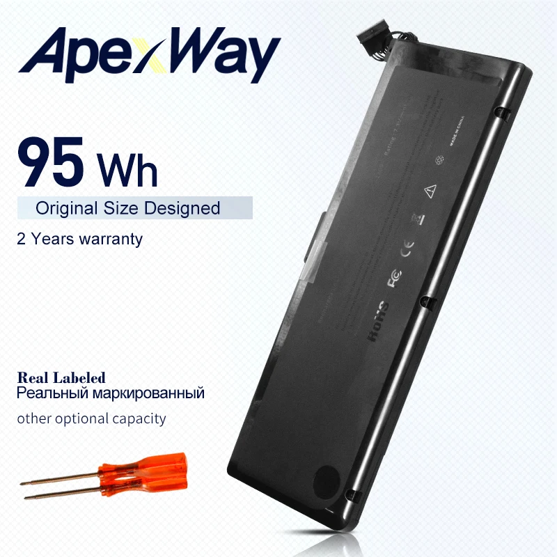 ApexWay 95Wh 7.2V Laptop Battery A1309 for Apple MacBook Pro 17" A1297 (2009 Version) MC226 MC226ZP/A MC226TA/A MC226LL/A
ApexWay 95Wh 7.2V Laptop Battery A1309 for Apple MacBook Pro 17" A1297 (2009 Version) MC226 MC226ZP/A MC226TA/A MC226LL/A