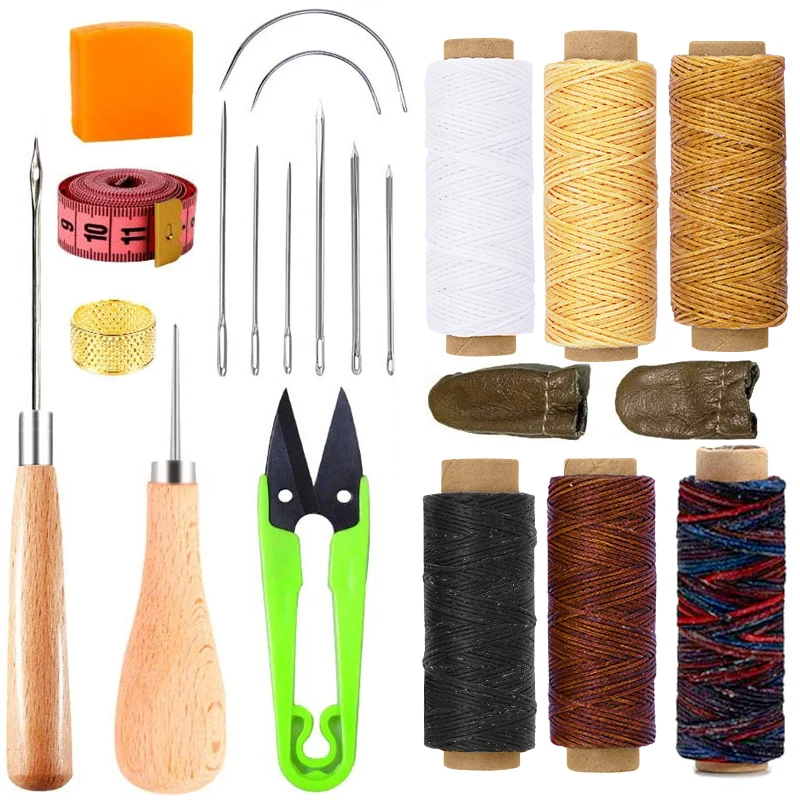 LMDZ 21pcs 6 Color Waxed Thread Leather Awl Hand Stitching Big Eye Curved Leather Tool Kit Leather Craft Sewing Supplies
LMDZ 21pcs 6 Color Waxed Thread Leather Awl Hand Stitching Big Eye Curved Leather Tool Kit Leather Craft Sewing Supplies
