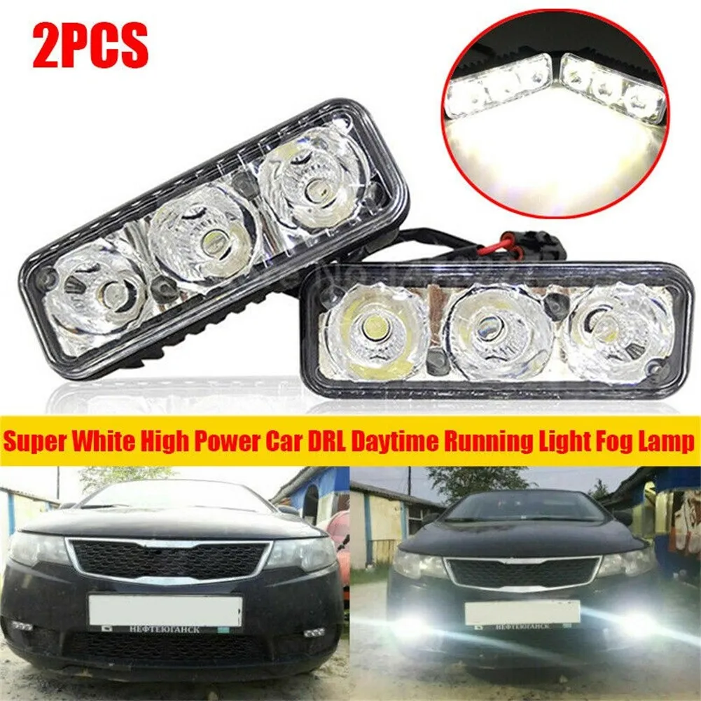2x 3LED Super White Strobe Car DRL Daytime Running Light Fog Lamp Universal LED Car Daytime Running Light
2x 3LED Super White Strobe Car DRL Daytime Running Light Fog Lamp Universal LED Car Daytime Running Light