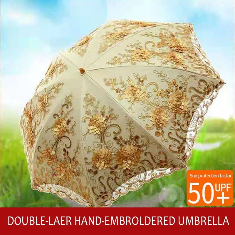 Sun umbrella UV protection embroidery lace sunscreen black plastic folding umbrella
Sun umbrella UV protection embroidery lace sunscreen black plastic folding umbrella
