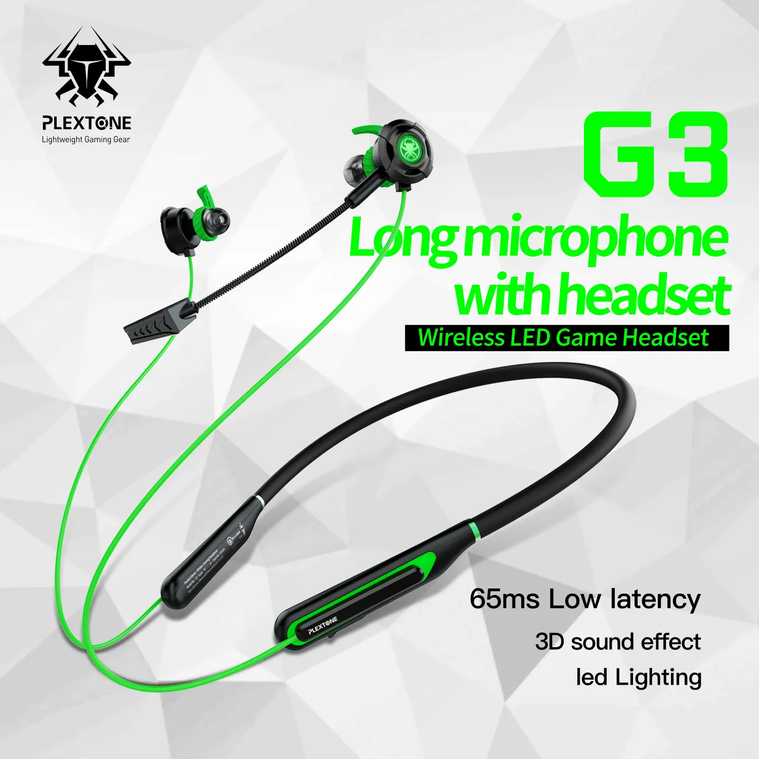 PLEXTONE G3 Gaming Headset Bluetooth in-Ear with Mic Earphone,65ms Low latency Mode LED Light for Mobile phone,PC
PLEXTONE G3 Gaming Headset Bluetooth in-Ear with Mic Earphone,65ms Low latency Mode LED Light for Mobile phone,PC