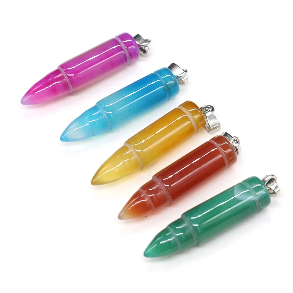 Natural Agate Stone Pendants Bullet Shape Exquisite Colorful Agates Stone Charms for Jewelry Making Necklace Bracelet Earrings
Natural Agate Stone Pendants Bullet Shape Exquisite Colorful Agates Stone Charms for Jewelry Making Necklace Bracelet Earrings