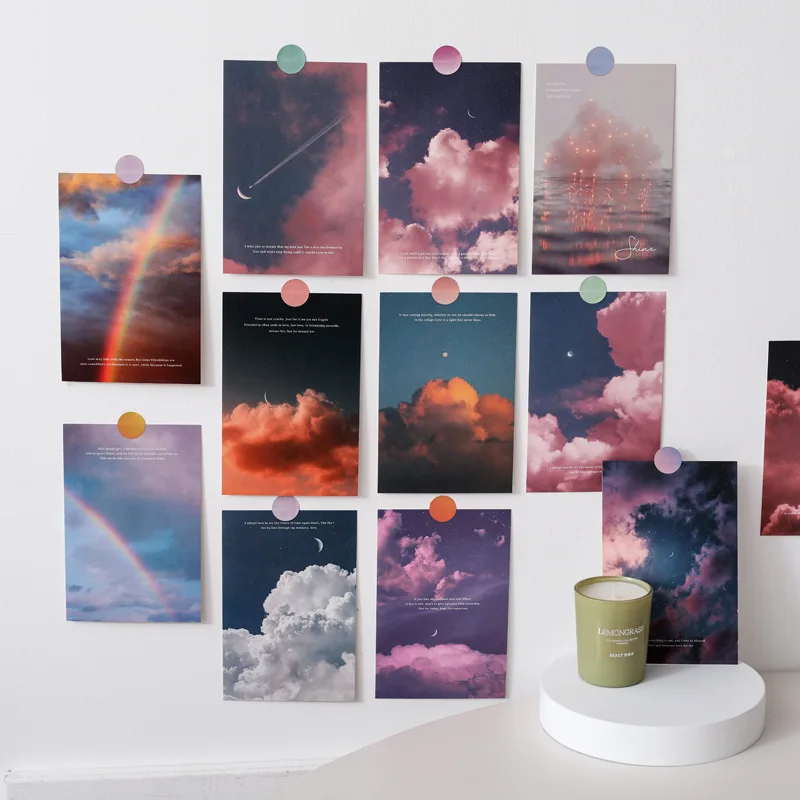 Ins Twilight Clouds Series Decorative Pictures Rainbow Artistic Scenery Poster Cards Home Decor Postcard Wall Sticker 15 Sheets
Ins Twilight Clouds Series Decorative Pictures Rainbow Artistic Scenery Poster Cards Home Decor Postcard Wall Sticker 15 Sheets