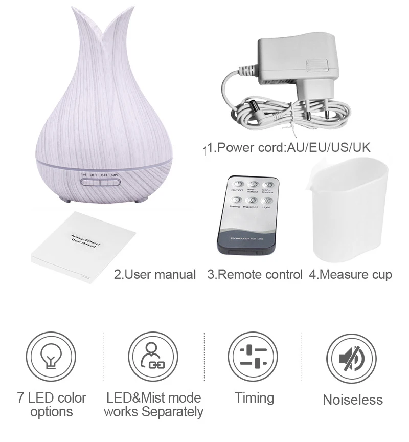 KBAYBO 400ml air humidifier with remote control white wood grain aroma oil diffuser air purifier 7 colors options lamp for home
KBAYBO 400ml air humidifier with remote control white wood grain aroma oil diffuser air purifier 7 colors options lamp for home