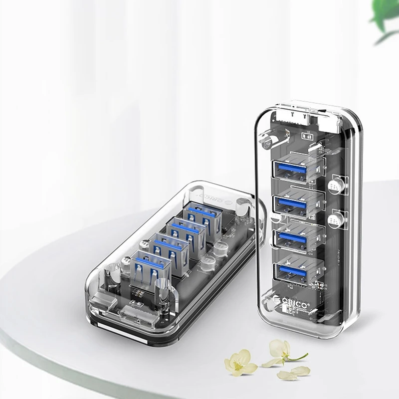 Разветвитель ORICO 4 порта USB usb-хаб прозрачный для ноутбуков ПК | Компьютеры и офис