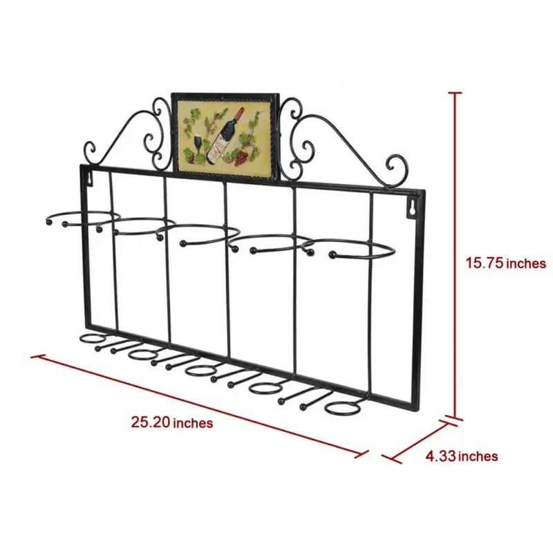 Настенная металлическая полка для кухни, бара, винные полки, держатели для бутылок, 5 вина и 4 бокала
Настенная металлическая полка для кухни, бара, винные полки, держатели для бутылок, 5 вина и 4 бокала