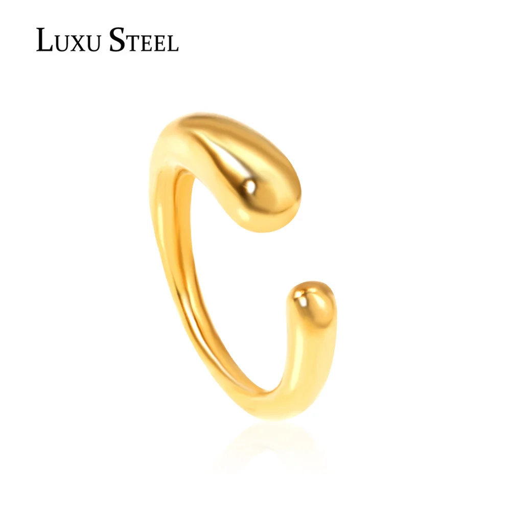 LUXUSTEEL Classic Opening Stainless Steel Rings Couple Jewelry Engagement Rings Round Head Gold Color Women Rings Wholesale
LUXUSTEEL Classic Opening Stainless Steel Rings Couple Jewelry Engagement Rings Round Head Gold Color Women Rings Wholesale