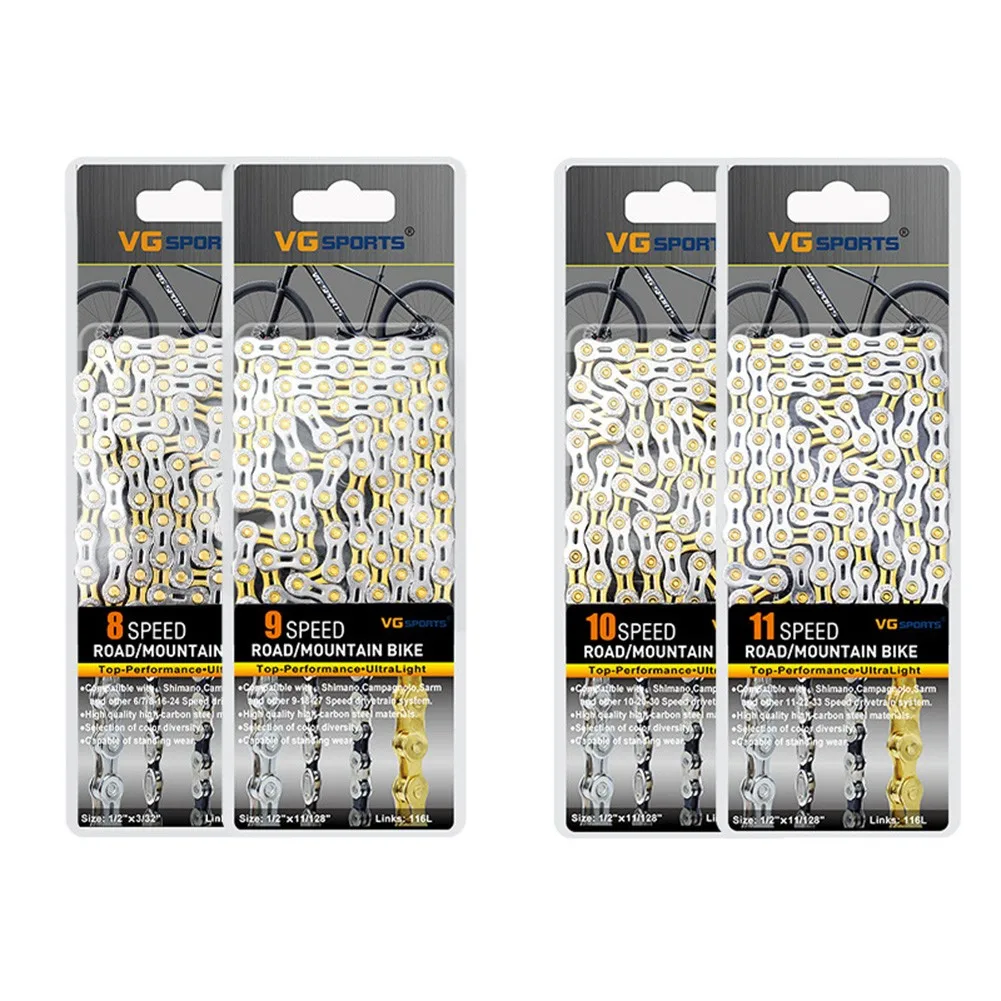 8/9/10/11 Speed MTB Road Bike Chain Gold+Silver Half-Hollow Bicycle Chains For Shimano 116 Links Ultralight Cycling Parts
8/9/10/11 Speed MTB Road Bike Chain Gold+Silver Half-Hollow Bicycle Chains For Shimano 116 Links Ultralight Cycling Parts