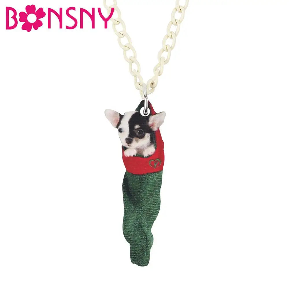 Bonsny Acrylic Christmas Sock Chihuahua Dog Necklace Pendant Chain Animal Jewelry For Women Girls Teen Kid Charms Gift Accessory
Bonsny Acrylic Christmas Sock Chihuahua Dog Necklace Pendant Chain Animal Jewelry For Women Girls Teen Kid Charms Gift Accessory