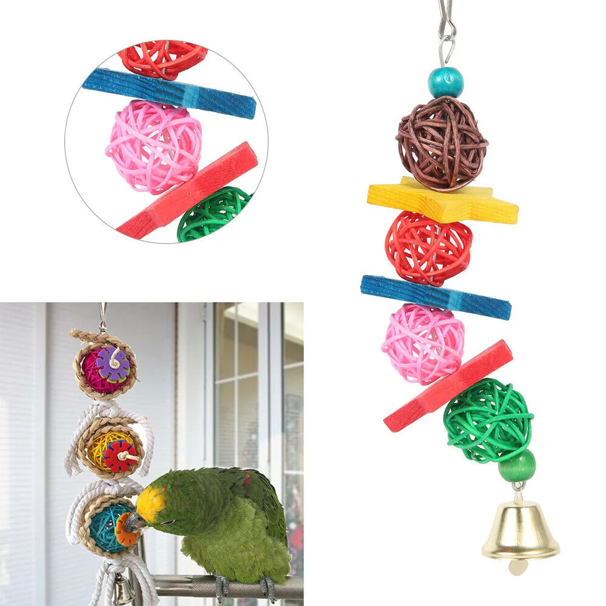 6/8/10/17PCS Pet Parrot Hanging Toy Chewing Bite Rattan Balls Grass Swing Bell Bird Parakeet Cage APet Supplies
6/8/10/17PCS Pet Parrot Hanging Toy Chewing Bite Rattan Balls Grass Swing Bell Bird Parakeet Cage APet Supplies
