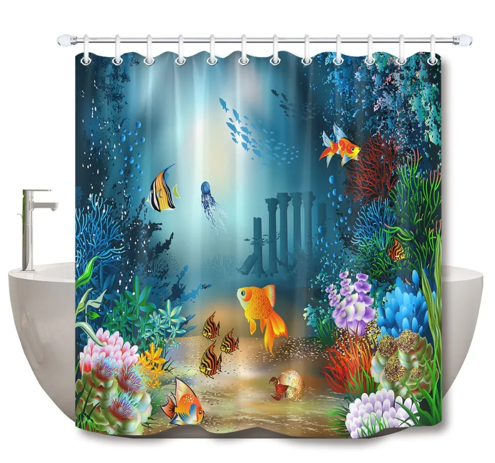 Seas And Oceans Fish Coral Underwater World Shower Curtains Set Waterproof Fabric For Bathroom Bathtub Decor Cloth Curtain Cheap
Seas And Oceans Fish Coral Underwater World Shower Curtains Set Waterproof Fabric For Bathroom Bathtub Decor Cloth Curtain Cheap
