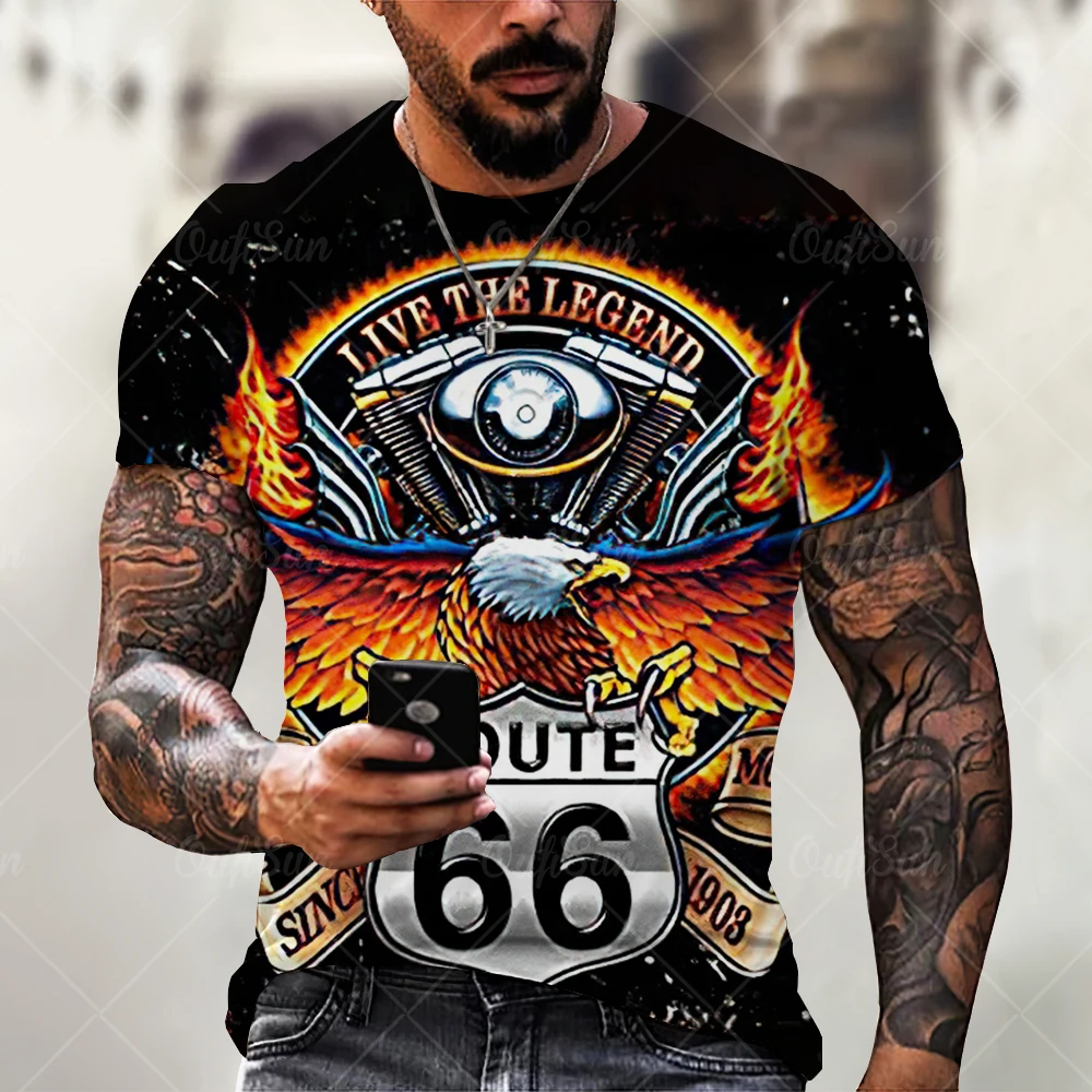 Summer T-shirt men's loose large-profile clothing retro short-sleeved American fashion Route 66 Eagle Print Letters 6XL
Summer T-shirt men's loose large-profile clothing retro short-sleeved American fashion Route 66 Eagle Print Letters 6XL