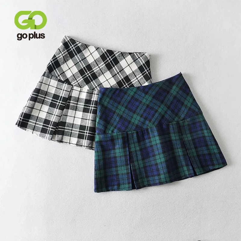 

GOPLUS Skirt Womens Plaid Mini Skirts 2121 Summer Korean Fashion Pleated Cute Short Black Skirt Jupe Femme Rokken Dames C11141