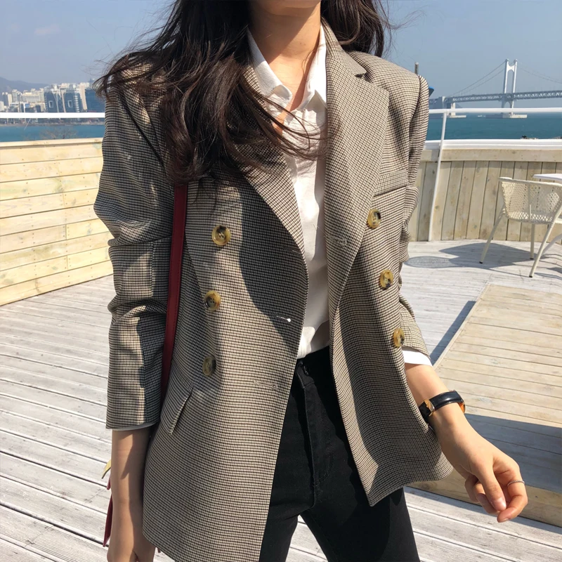 Meihuida Women Classic Plaid Double Breasted Jacket Blazer Notched Collar Female Suits Coat Office Lady Casual Blaers
Meihuida Women Classic Plaid Double Breasted Jacket Blazer Notched Collar Female Suits Coat Office Lady Casual Blaers