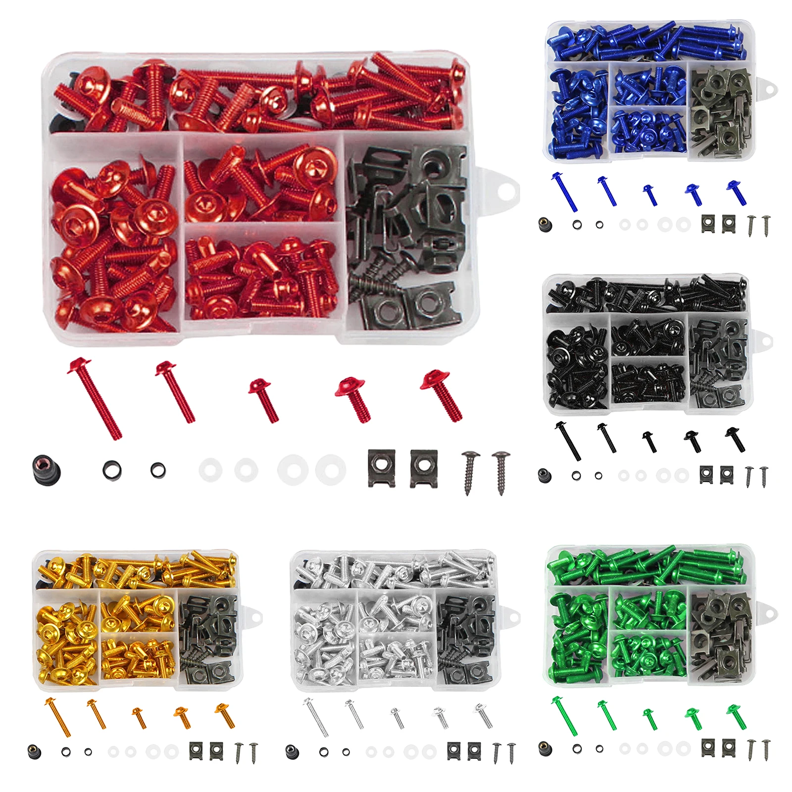 177PCS/Set CNC Alloy M6 M5 Fairing Bolts Kit Bodywork Screws Nut For Motorcycle Universal Fitment
177PCS/Set CNC Alloy M6 M5 Fairing Bolts Kit Bodywork Screws Nut For Motorcycle Universal Fitment