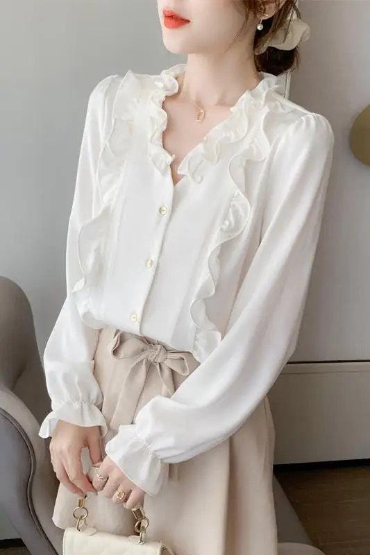 Women's Fashion Shirt Celmia 2021 Spring Summer Long Sleeve Ruffles Lace Blouse Casual Office Tops Female Loose Elegant Blusas
Women's Fashion Shirt Celmia 2021 Spring Summer Long Sleeve Ruffles Lace Blouse Casual Office Tops Female Loose Elegant Blusas