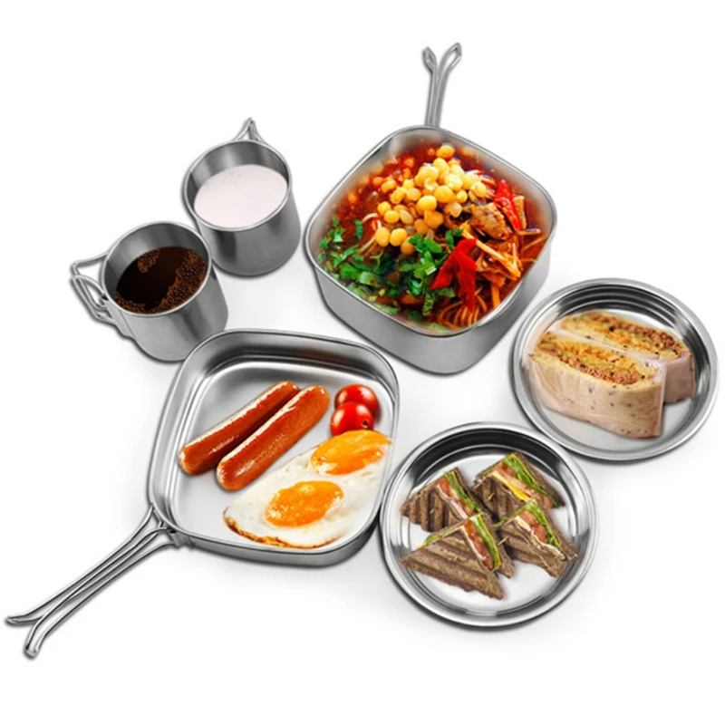 Outdoor Tableware Camping Barbecue Mountaineering Cookware Pots and Bowls Stainless Steel Portable Pot Set, 6PCS
Outdoor Tableware Camping Barbecue Mountaineering Cookware Pots and Bowls Stainless Steel Portable Pot Set, 6PCS