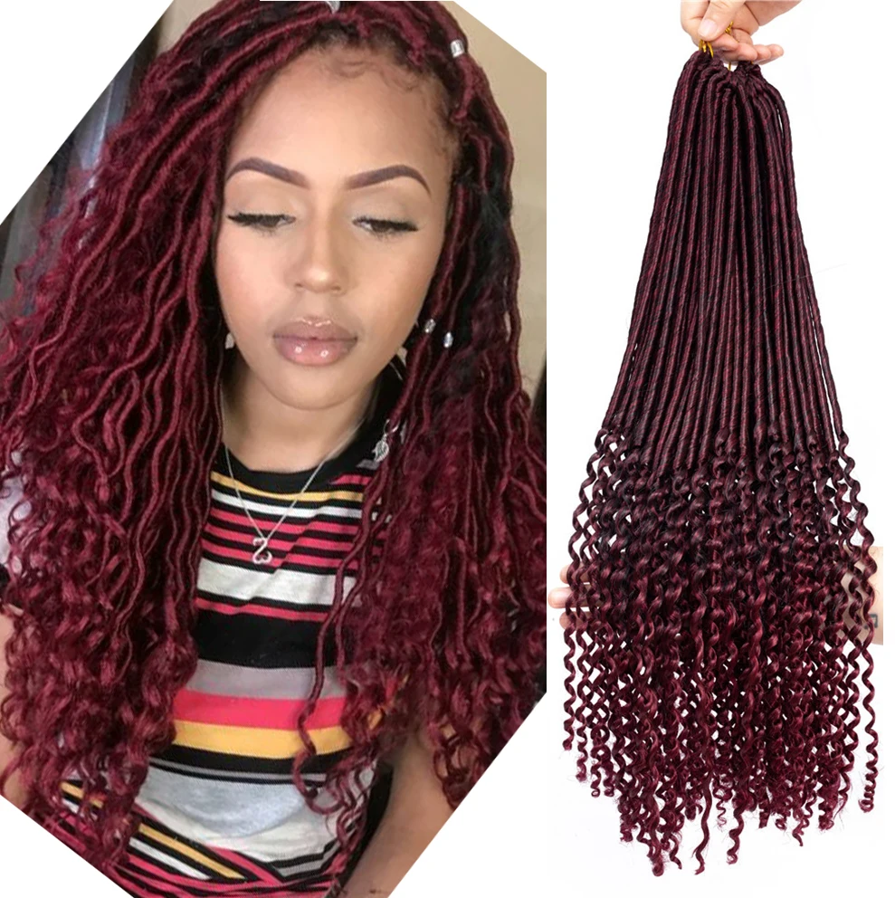 Natifah Goddess Faux locs Curly синтетические вязанные косички для наращивания волос кудрявые