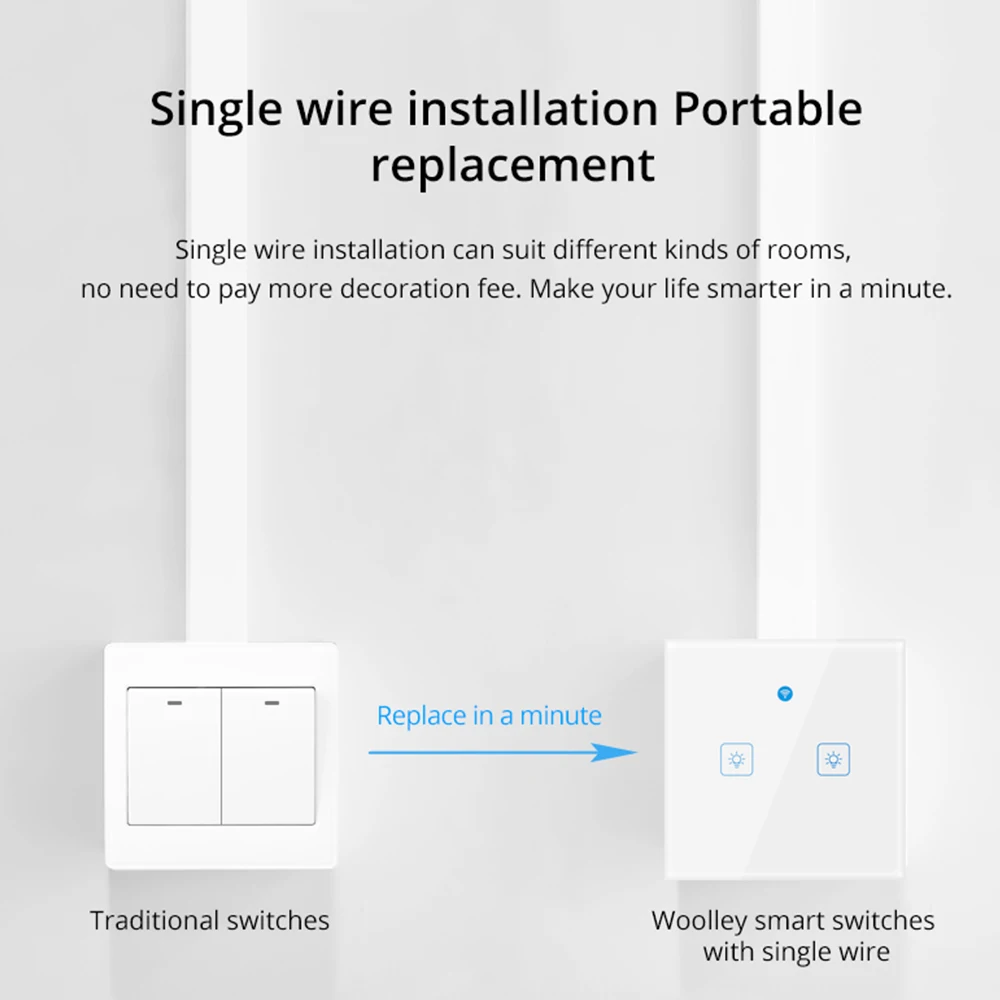 Умный светильник ключатель света Woolley Wi-Fi настенный сенсорный выключатель