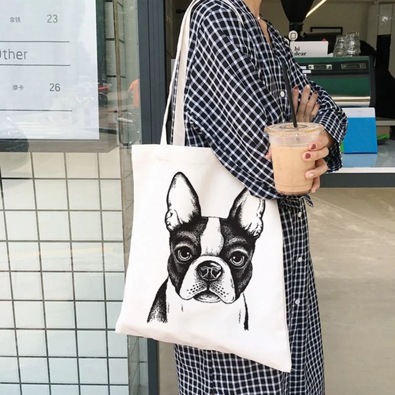 French Bulldog Bag Ladies Handbags Cloth Canvas Tote Dog Lover Bag Shopping Travel Women Eco Reusable Shoulder Shopper Bags
French Bulldog Bag Ladies Handbags Cloth Canvas Tote Dog Lover Bag Shopping Travel Women Eco Reusable Shoulder Shopper Bags