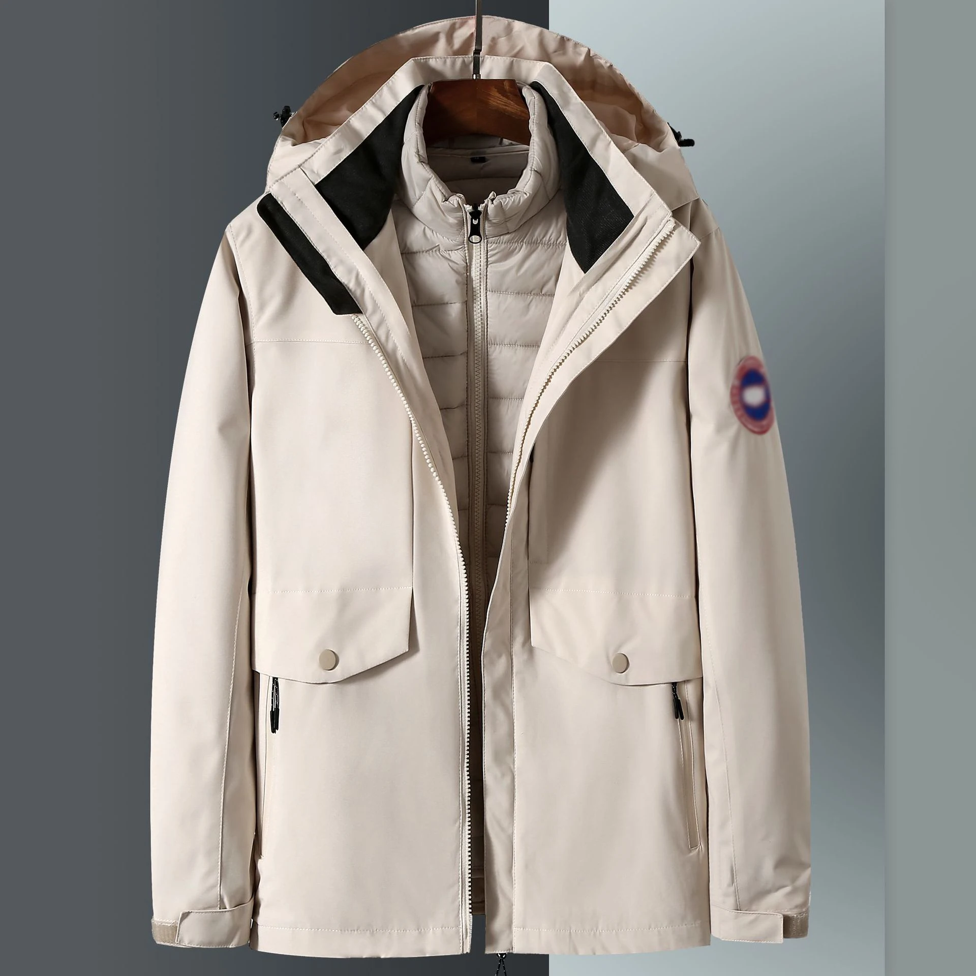 Economic men's large size two piece hooded suit outdoor jacket with anti-down-padding down cotton jacket M-7XL
Economic men's large size two piece hooded suit outdoor jacket with anti-down-padding down cotton jacket M-7XL