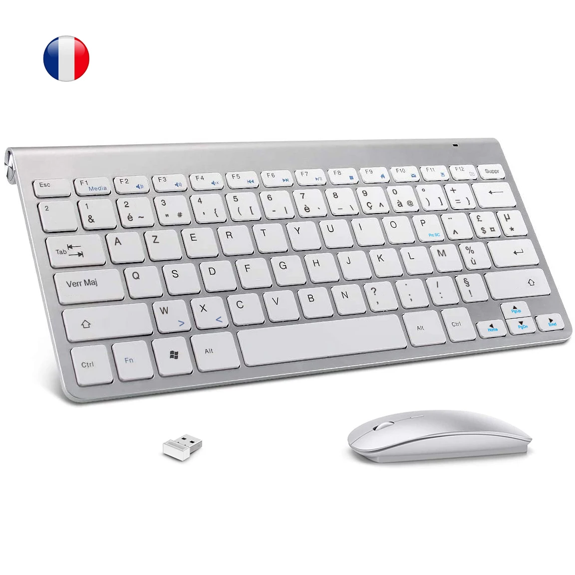 Беспроводная клавиатура AZERTY Сверхтонкая Французская комбинированная мышь с