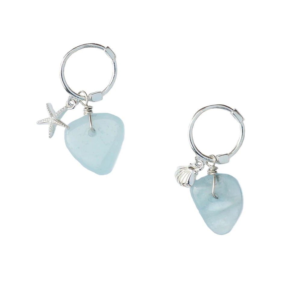 Lotus Mann Sea cabin aquamarine baby shell and starfish mini hoop earrings
Lotus Mann Sea cabin aquamarine baby shell and starfish mini hoop earrings