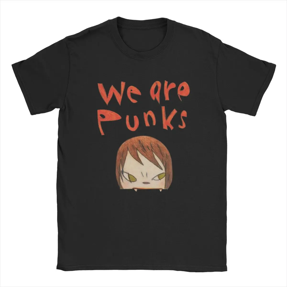 Футболки Yoshitomo Nara We Are Punks мужские винтажные футболки из чистого хлопка с круглым