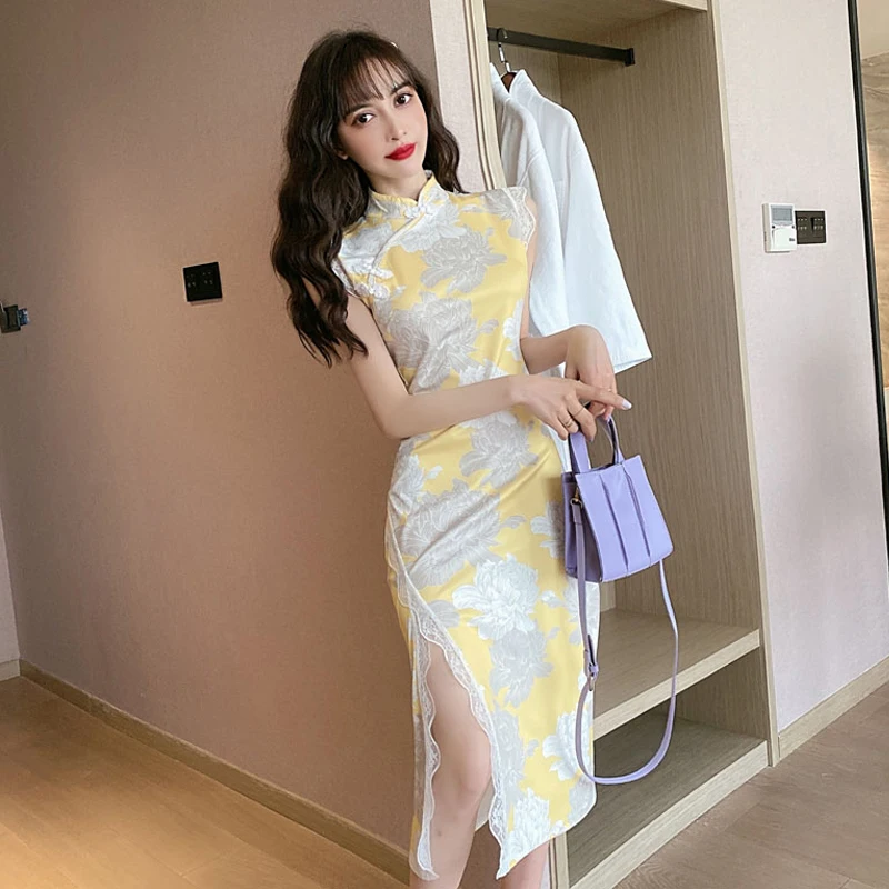 Женские ботинки в винтажном стиле, Cheongsam платья без рукавов леди ретро желтый принт Qipao корейский Стиль элегантные вечерние сапоги для вечер...
Женские ботинки в винтажном стиле, Cheongsam платья без рукавов леди ретро желтый принт Qipao корейский Стиль элегантные вечерние сапоги для вечер...