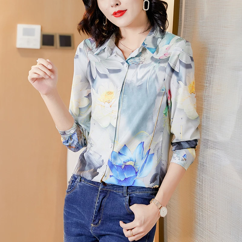 Chiffon Women's Blouse Polo Print Girl's Shirt Spring Autumn Loose Casual Fashion Long Sleeve Top Button Lady Blusas Houthion
Chiffon Women's Blouse Polo Print Girl's Shirt Spring Autumn Loose Casual Fashion Long Sleeve Top Button Lady Blusas Houthion