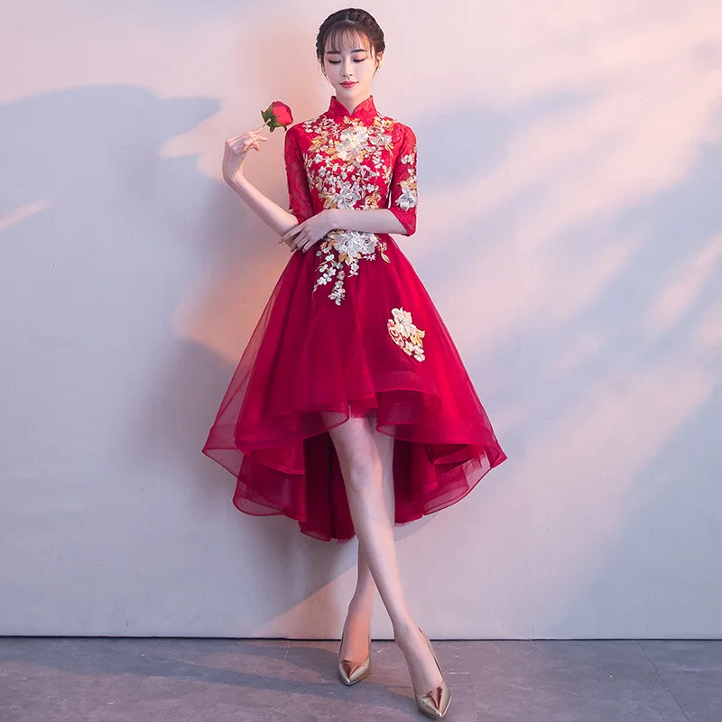 Traditional Embroidery Bride Red Cheongsam China Qipao Wedding Dress Oriental Evening Dress Long Chinese New Year Costume Qi Pao
Traditional Embroidery Bride Red Cheongsam China Qipao Wedding Dress Oriental Evening Dress Long Chinese New Year Costume Qi Pao