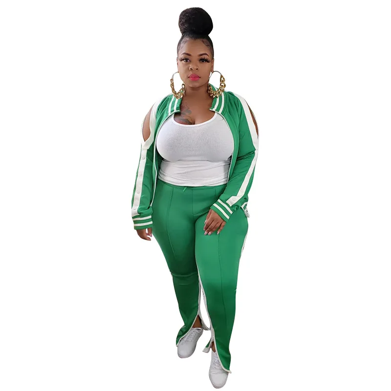 Plus Size Women Contrast Color Patchwork Tracksuits Casual Lady Zipper Full Sleeve Coats + Split Sport Pants Two Piece Sets
Plus Size Women Contrast Color Patchwork Tracksuits Casual Lady Zipper Full Sleeve Coats + Split Sport Pants Two Piece Sets