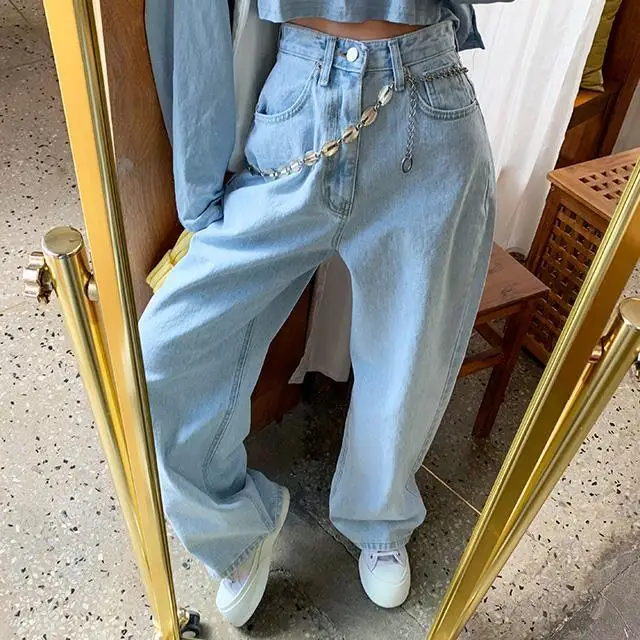 Woman Jeans Pants Washed Light Blue Pants Large Size High Waist Straight-Leg Denim Pantalones Vaqueros Mujer
Woman Jeans Pants Washed Light Blue Pants Large Size High Waist Straight-Leg Denim Pantalones Vaqueros Mujer