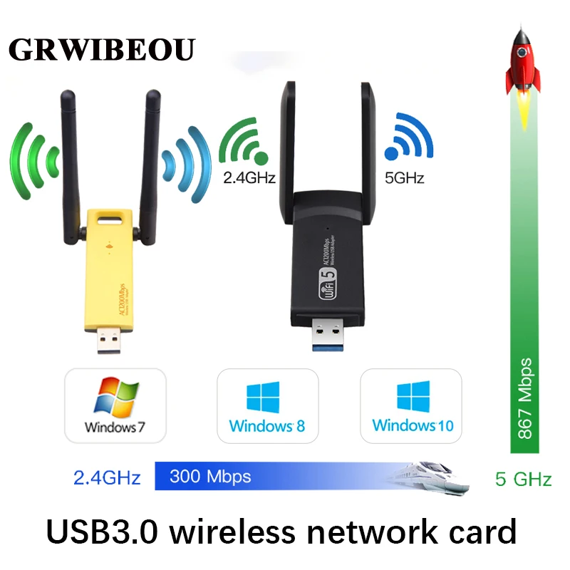 

USB 3.0 wireless network card 1200Mbps Wifi adapter antenna dongle network card is suitable for laptop desktop computers